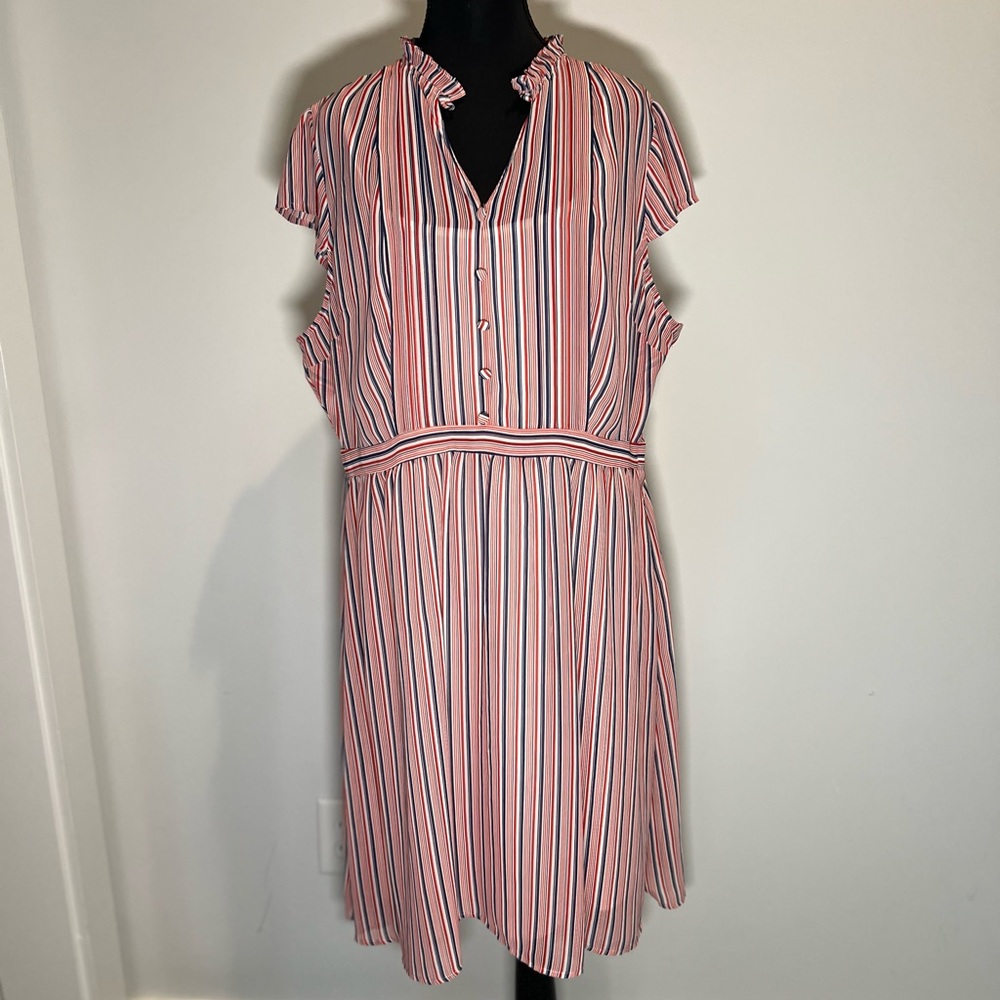 Modcloth Pink and Blue Striped Midi Dress